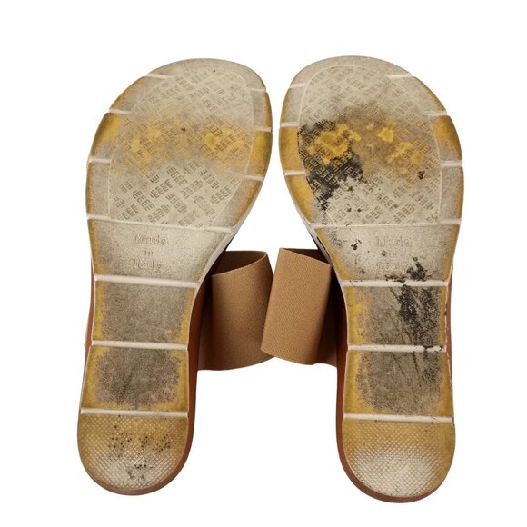 Italian Shoemakers Tan Stretch Strap Wedge Slip On Sandals - Picture 9 of 9